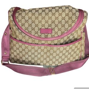 GUCCI ORIGINAL GG CANVAS BABY CHANGING BAG in pink and canvas GG